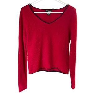 Grace 100% Cashmere Dark Red V-Neck Sweater Medium